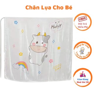 Chăn lụa sợi tre organic đa năng siêu mềm kích thước lớn 1m1 *1m1 cho bé nằm điều hoà