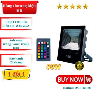 Đèn pha led 50W ánh sáng đổi màu/xanh lá/xanh dương/đỏ dùng được trong nhà, ngoài trời, chống nước, bảo hành 24 tháng