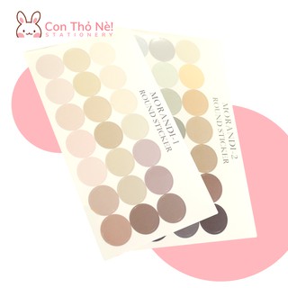 Tấm 21 Sticker tròn 2cm tone Pastel Gradient Round Sticker Morandi Trang trí Sổ tay Bullet Journal - Con Thỏ Nè