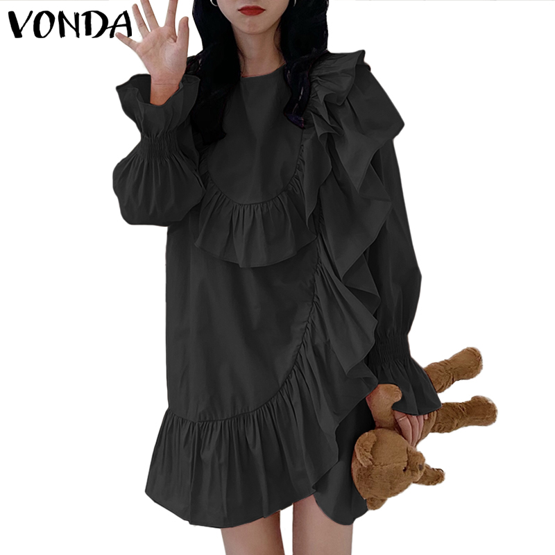 Đầm VONDA Tay Dài Phối Bèo Phong Cách Hàn Quốc Cho Nữ | BigBuy360 - bigbuy360.vn