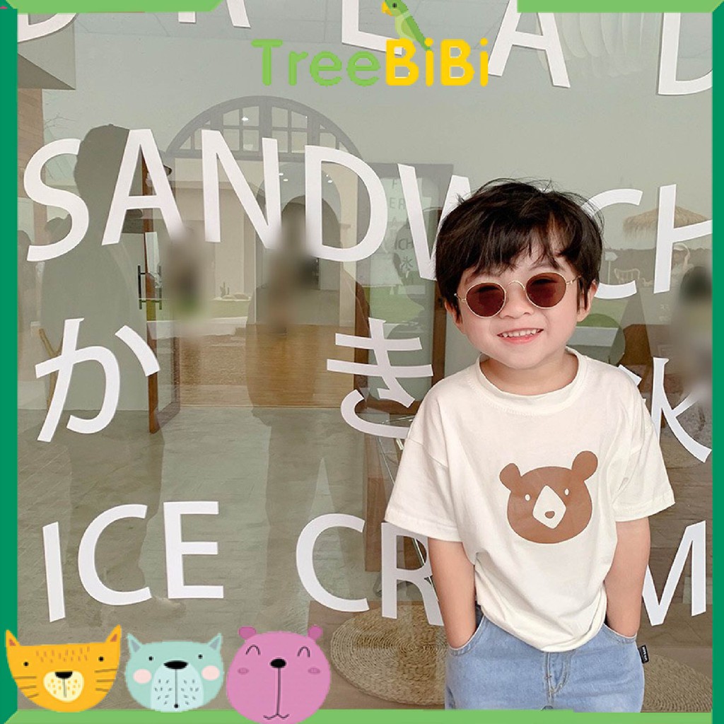 Áo thun bé trai in mặt gấu cute - 100% cotton, thoáng mát, hút mồ hôi tốt -  thời trang cho bé TreeBiBi