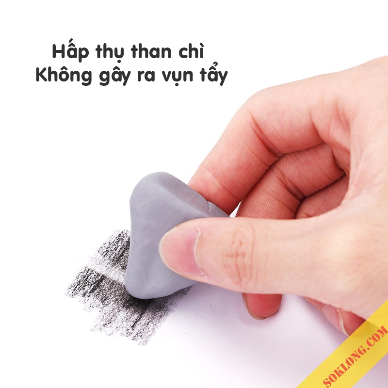 Gôm tẩy đất sét mỹ thuật Maries tẩy than chì, phấn tiên không gây vụn tẩy họa cụ Kneaded Eraser