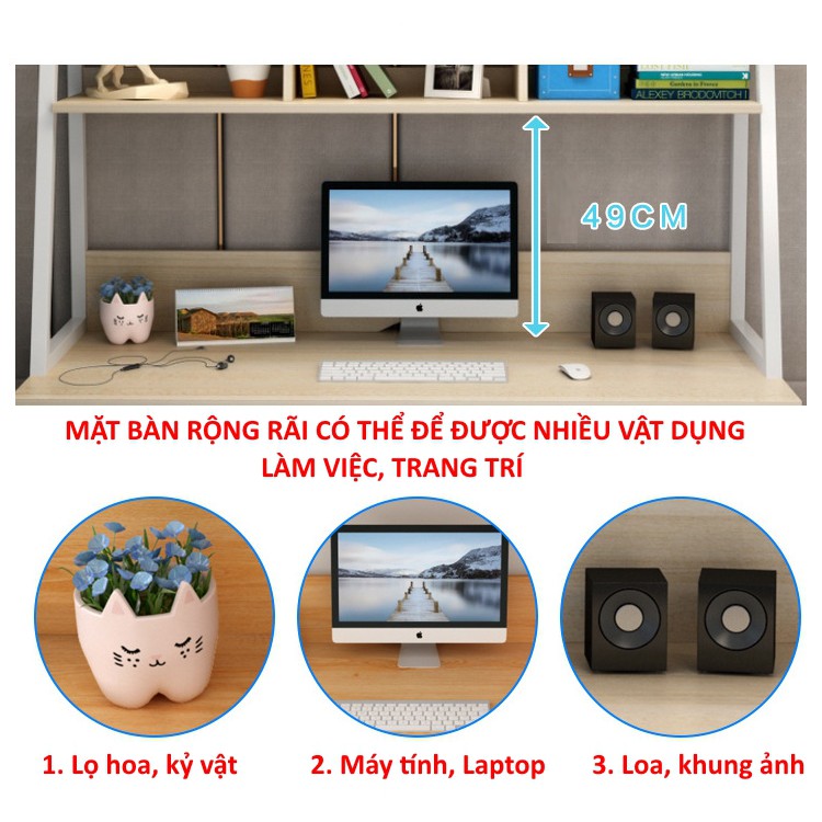 Bàn làm việc đa năng liền kệ sách BLV110