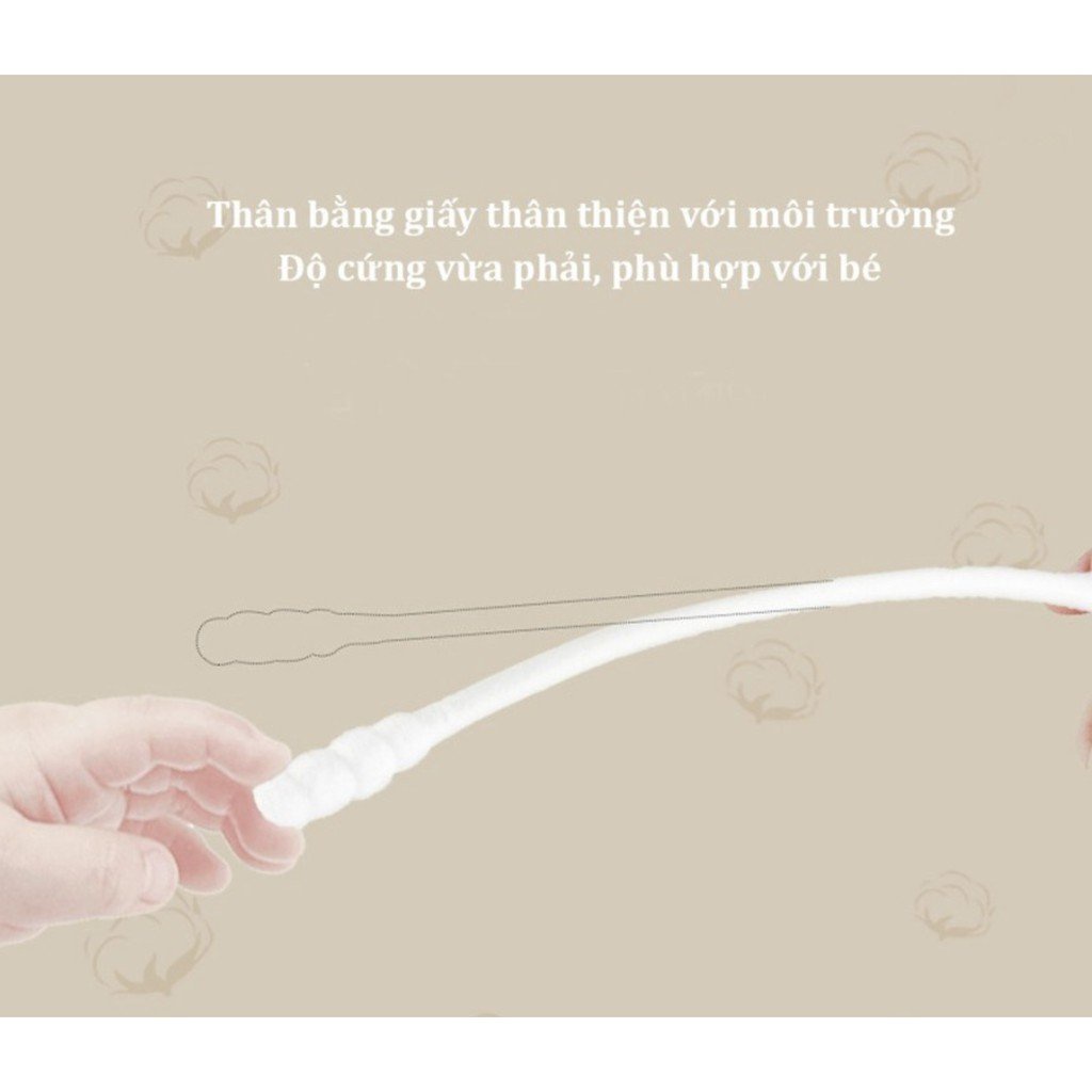 Tăm bông sơ sinh, Tăm bông trẻ em chuyên dụng hộp 400 que Misuta cao cấp an toàn cho bé yêu