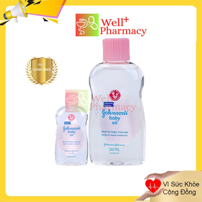 Dầu massage Johnson's Baby Oil cho bé dưỡng ẩm từ dầu khoáng tinh khiết an toàn da nhạy cảm