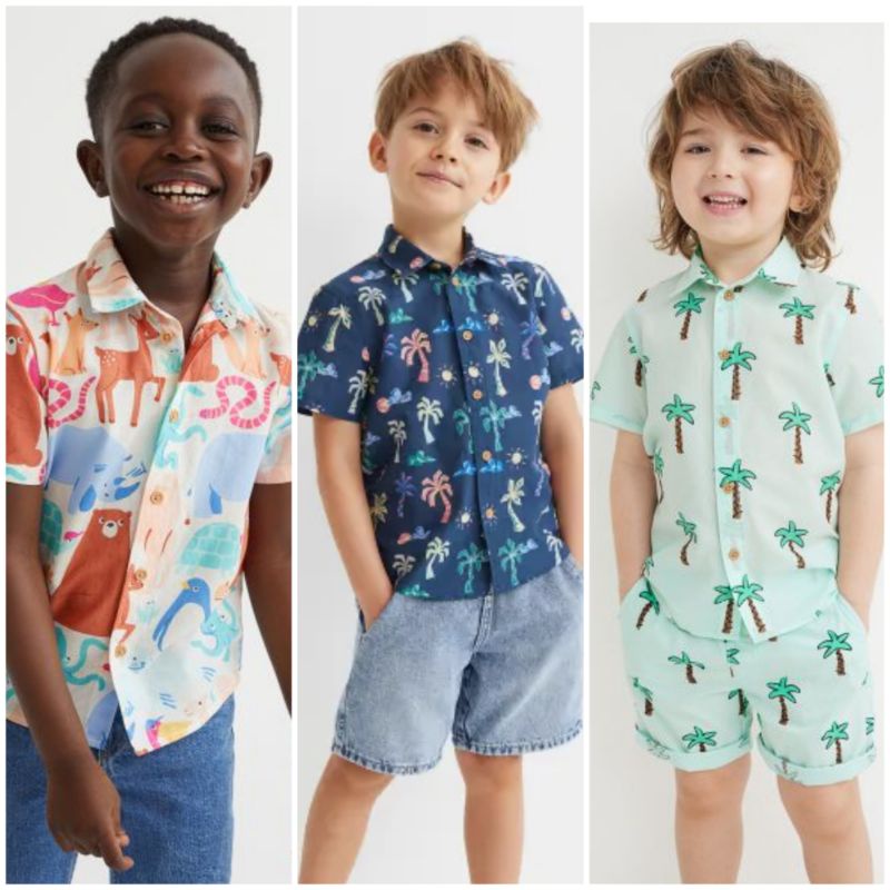 (H&M CHÍNH HÃNG) Áo sơ mi hè cộc tay nhiều họa tiết vợt sale