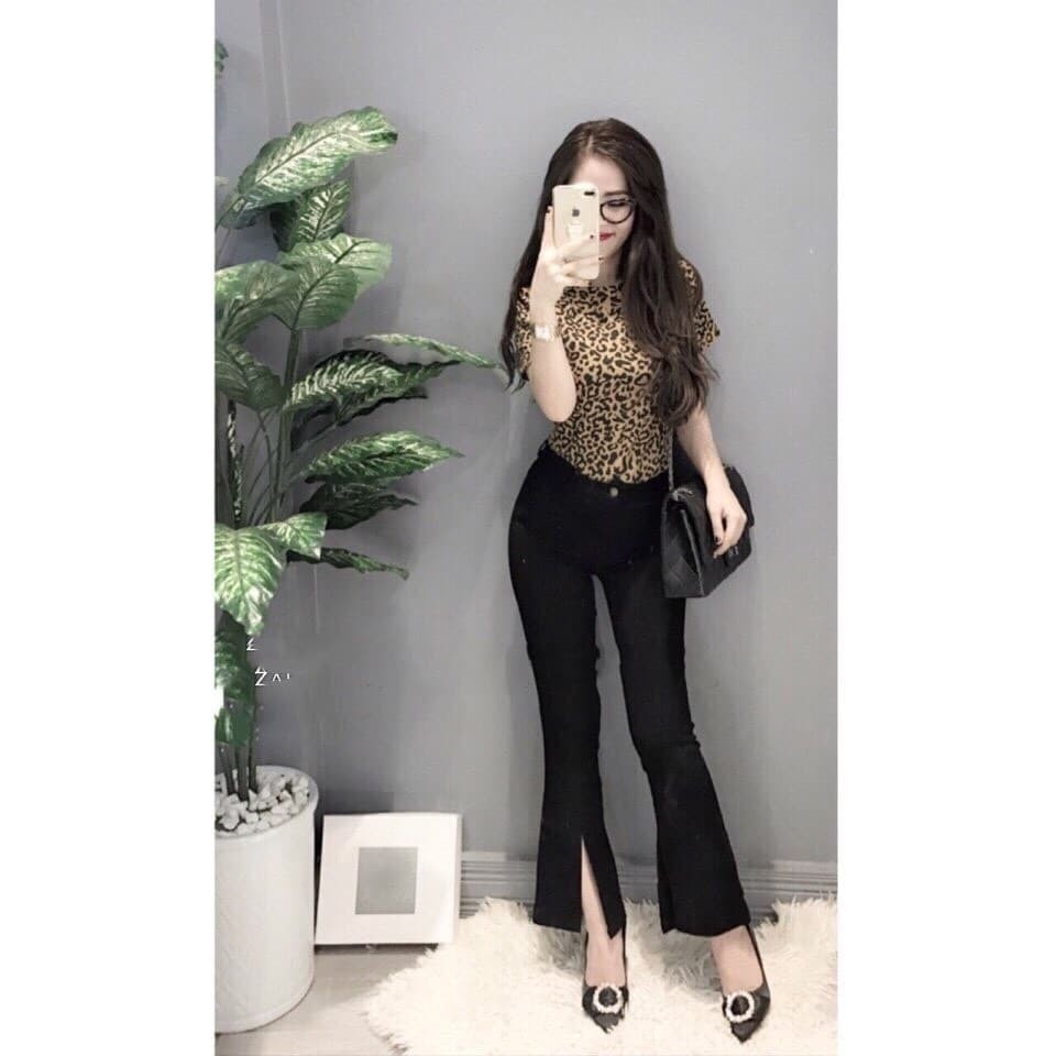 Quần Jeans Đen Ống Loe Ống xẻ | BigBuy360 - bigbuy360.vn