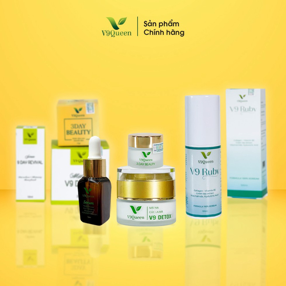 Combo giảm nám, Combo xóa nám, Dưỡng trắng da, Làm mờ dần các vết thâm nám trên da V9QUEEN (Tặng Xịt Khoáng)
