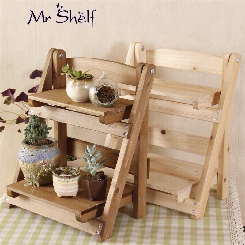 Kệ Gỗ 2 Tầng Siêu Xinh,Tiện Ích Có Thể Gấp Gọn