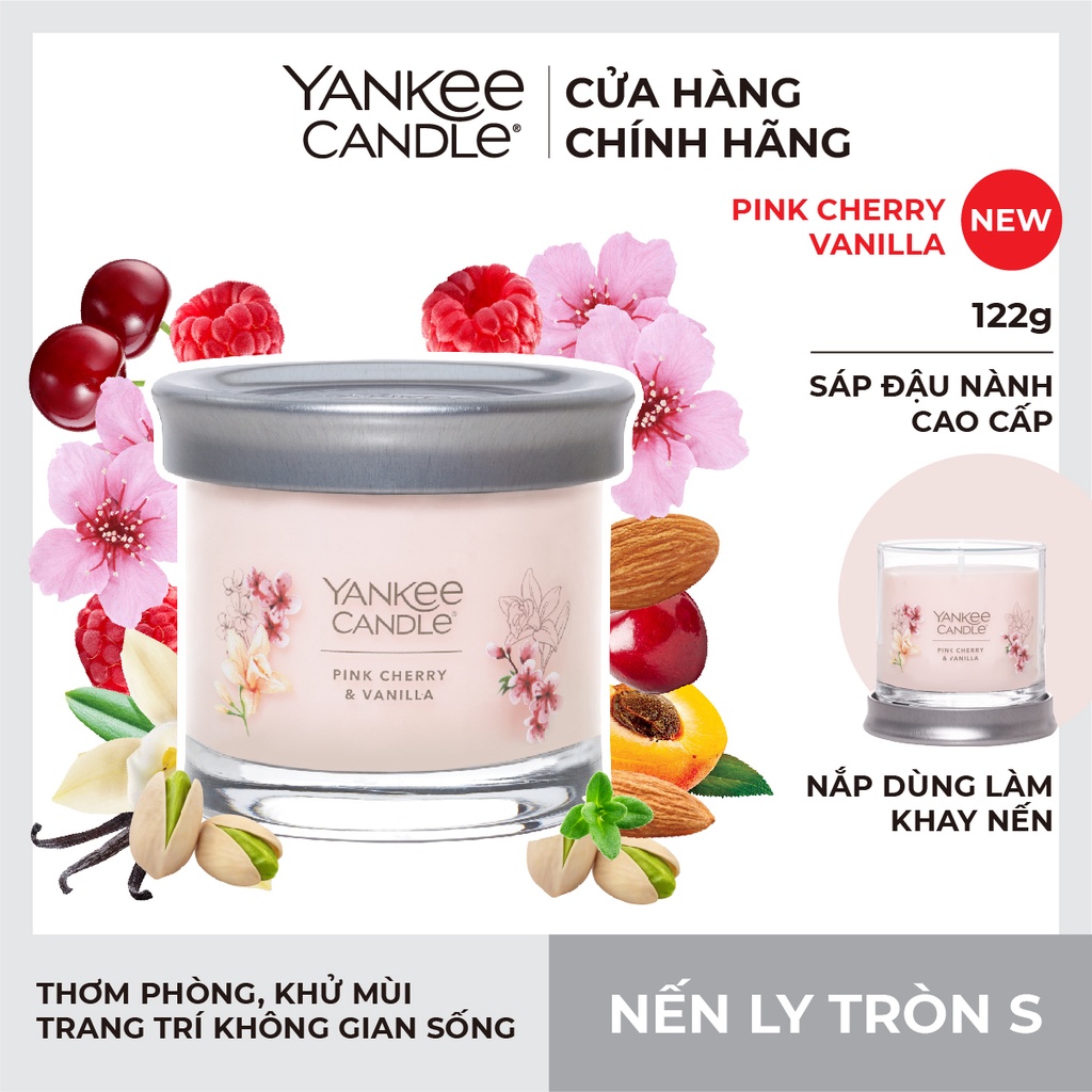 Nến ly tròn sáp đậu nành Yankee Candle size S (122g) - Pink Cherry Vanilla