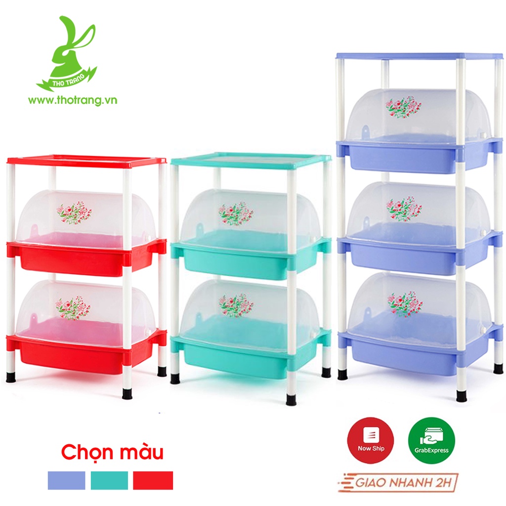 Kệ chén dĩa có nắp nhựa Hiệp Thành 3 tầng có thể tháo lắp 49 cm x 37cm x 1,13 m (Dài x Rộng x Cao) | BigBuy360 - bigbuy360.vn