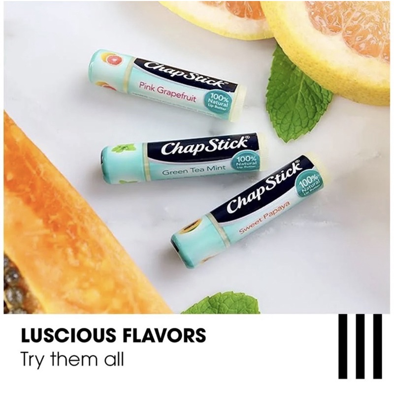 Son Dưỡng Môi tự nhiên ChapStick Papaya 100% Natural Lip Butter Tube, Lip Balm không màu - mùi đu đủ ngọt ngào- 4g