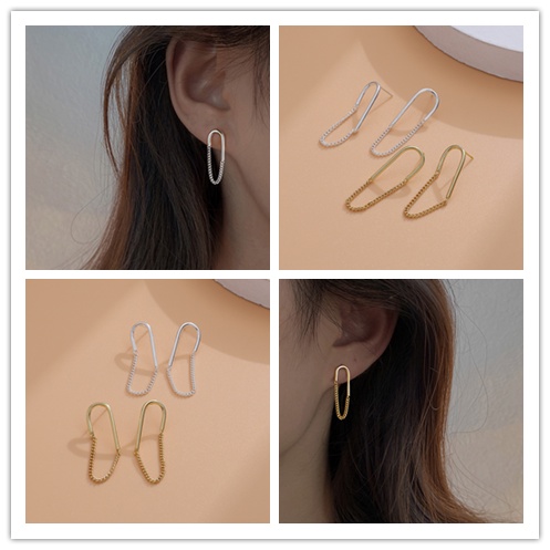 Cod Qipin Bông Tai Xỏ Không Đối Xứng Hình Học Đơn Giản Thời Trang Mùa Hè Cho Nữ