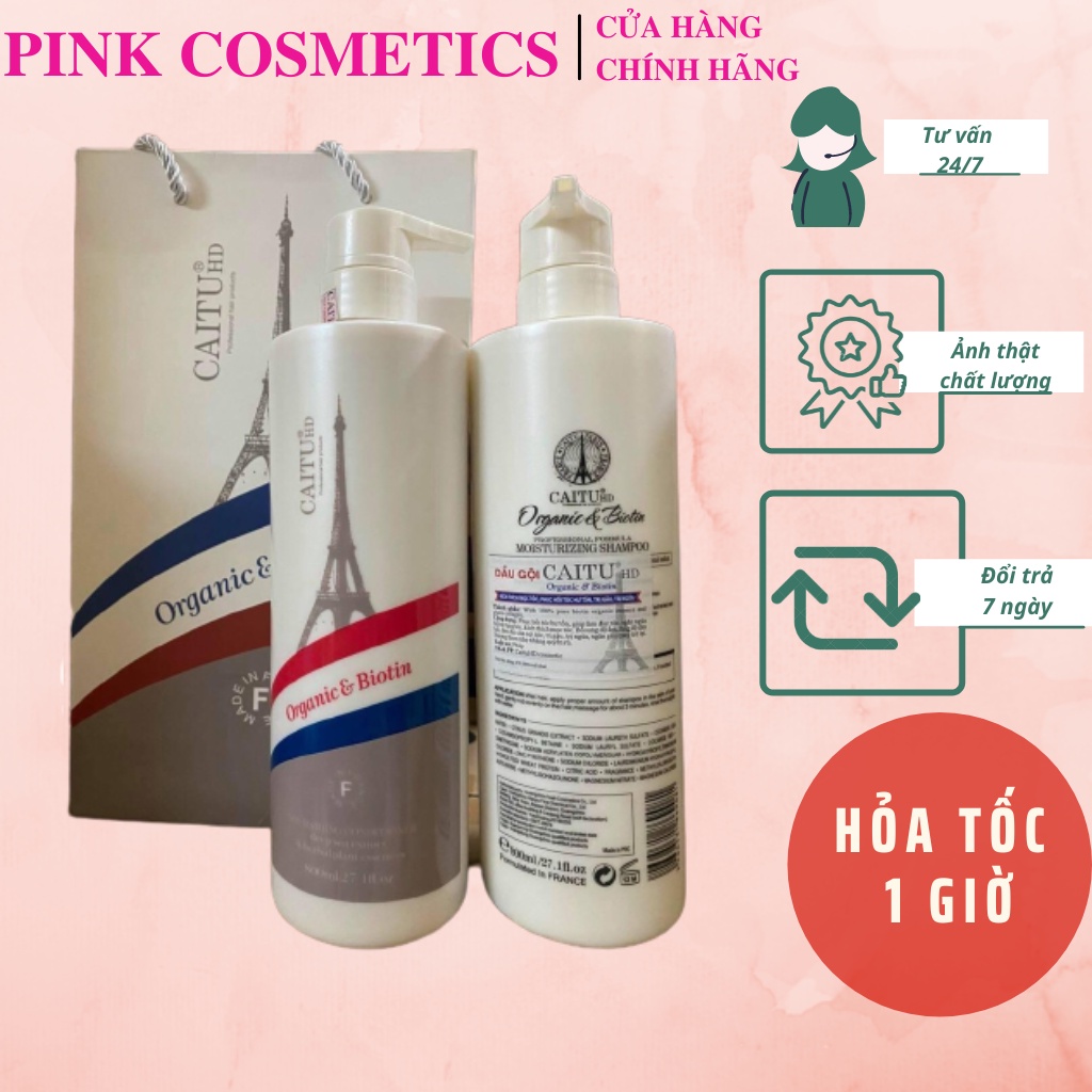 Cặp Dầu Gội Xả CAITU Phục Hồi Tóc Hư Tổn, Hương Thơm Nước Hoa Pháp Thanh Lịch 800mlx2 - Hàng Chính Hãng Pink Cosmetic