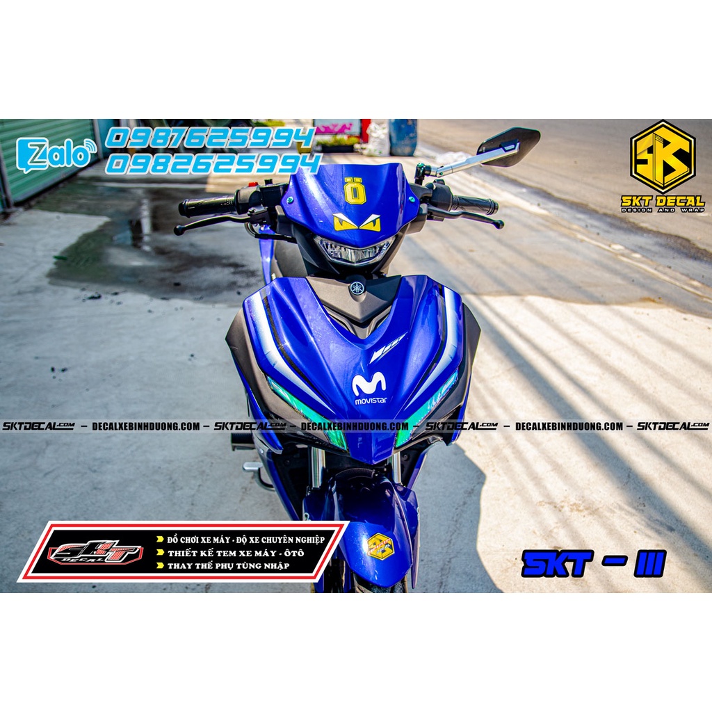 Tem trùm xe exciter 155 xanh đen movistar