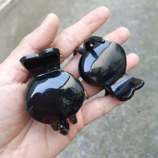 Kẹp tóc 3 răng tròn màu đen bóng (Ảnh thật)