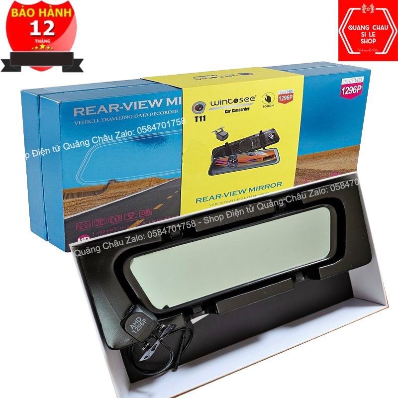 ⚡️ Camera hành trình gương T11-Wintosee Hình ảnh 4k- Cam sau 3.0 mpx Màn hình rộng-siêu nét full HD+