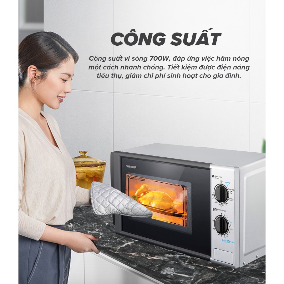 [Mã ELBAU10 giảm 10% đơn 500K]Lò Vi Sóng Cơ Sharp R-G225VN-BK 900W