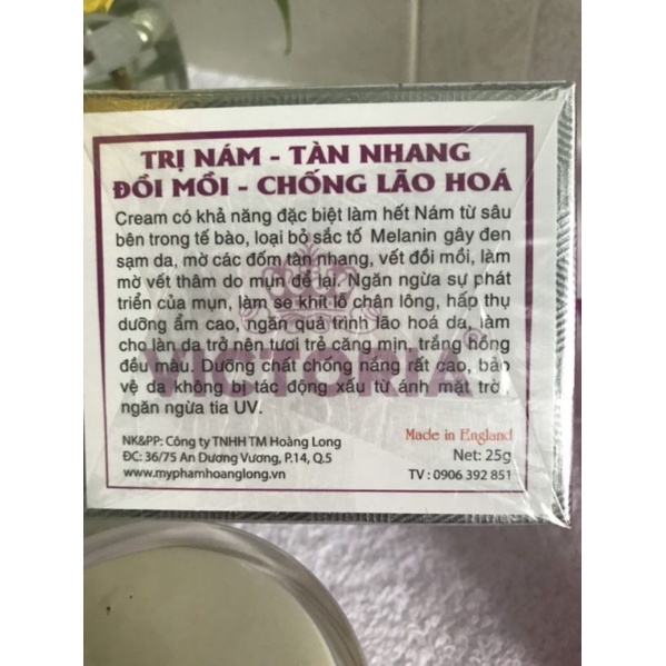 Kem VICTORIA khử nám, tàn nhang, chống lão hóa 25g