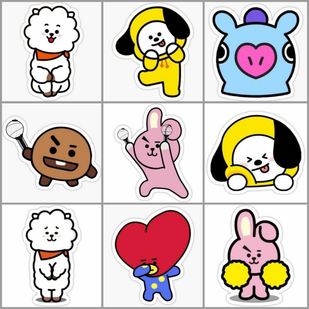 SET ĐỒ BTS - SET ĐỒ BT21 TATA, MANG, COOKY, KOYA, RJ, VAN, SHOOKY, CHIMMY - ÁO THUN TAY LỞ MÀU TÍM + QUẦN 3 SỌC