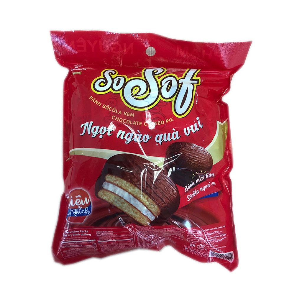 Combo 3 túi Bánh phủ socola Choco PN SoSof 216g | Bánh ăn vặt Socola | Đồ ăn vặt