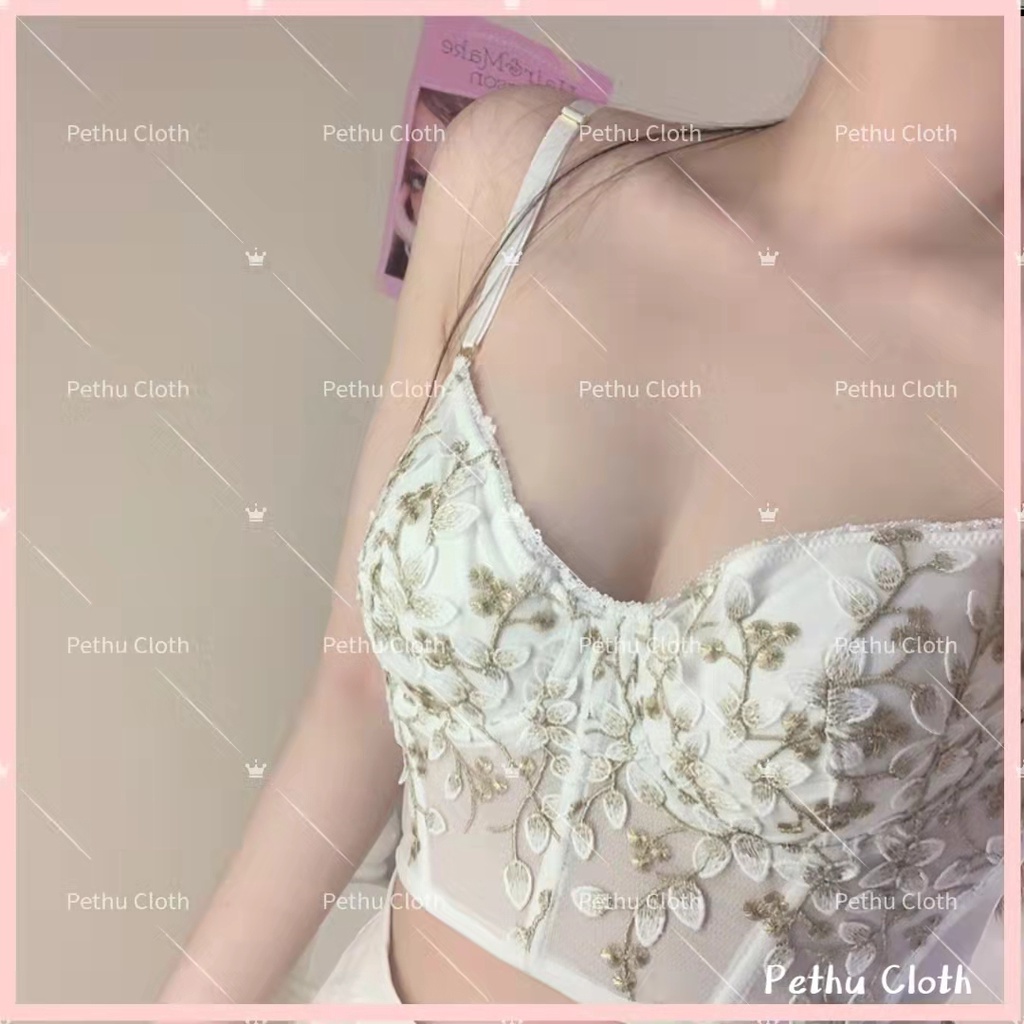 ( Q1,HCM）Sexy Áo lót Bra ren nữHàn Quốc Bralette Bộ Dây Đan Chéo Có Gọng Đệm Mỏng Siêu--A02
