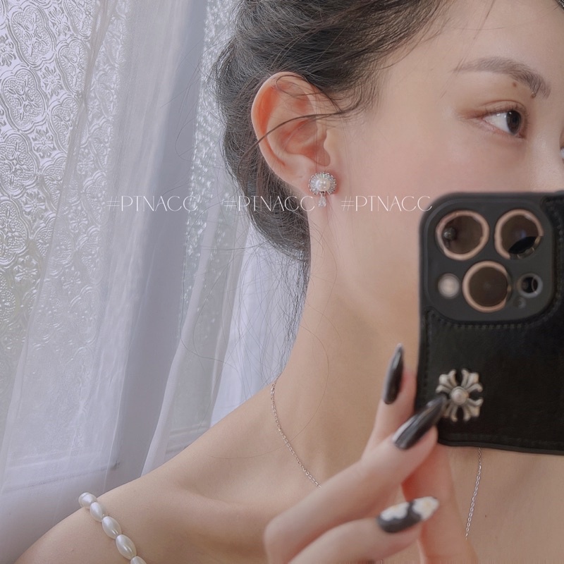 Bông tai, khuyên tai xi bạc 925 cao cấp kiểu dáng Hàn Quốc .PTNACC.