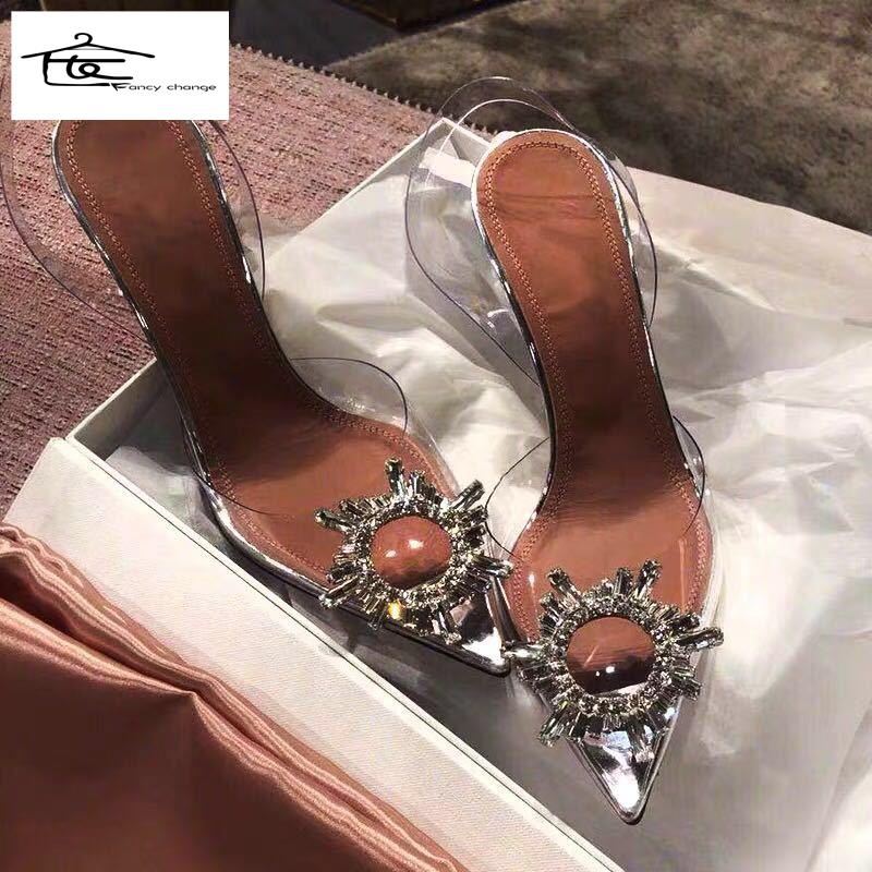 Giày Cao Gót Hở Mũi Thiết Kế Trong Suốt Thời Trang Mùa Hè Quyến Rũ Cho Nữ