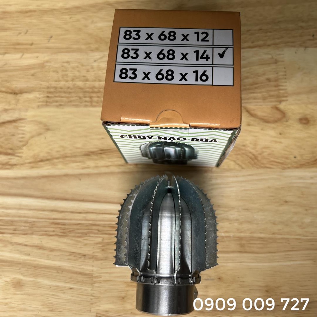 Quả chùy nạo dừa thế hệ mới cốt 10mm, 12mm, 14mm, 16mm