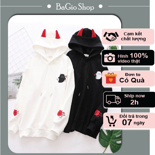 Áo hoodie ma vui vẻ 2 màu cực đẹp cho người từ 30-65kg