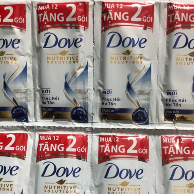 Dây 12 gói tặng 2 gói Dầu gội Dove phục hồi hư tổn