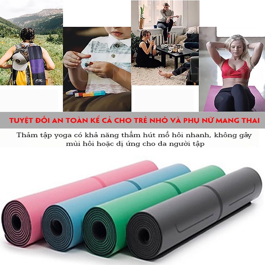 Thảm yoga 2 lớp TPE dày 8mm đàn hồi tốt, chống trơn trượt, không mùi