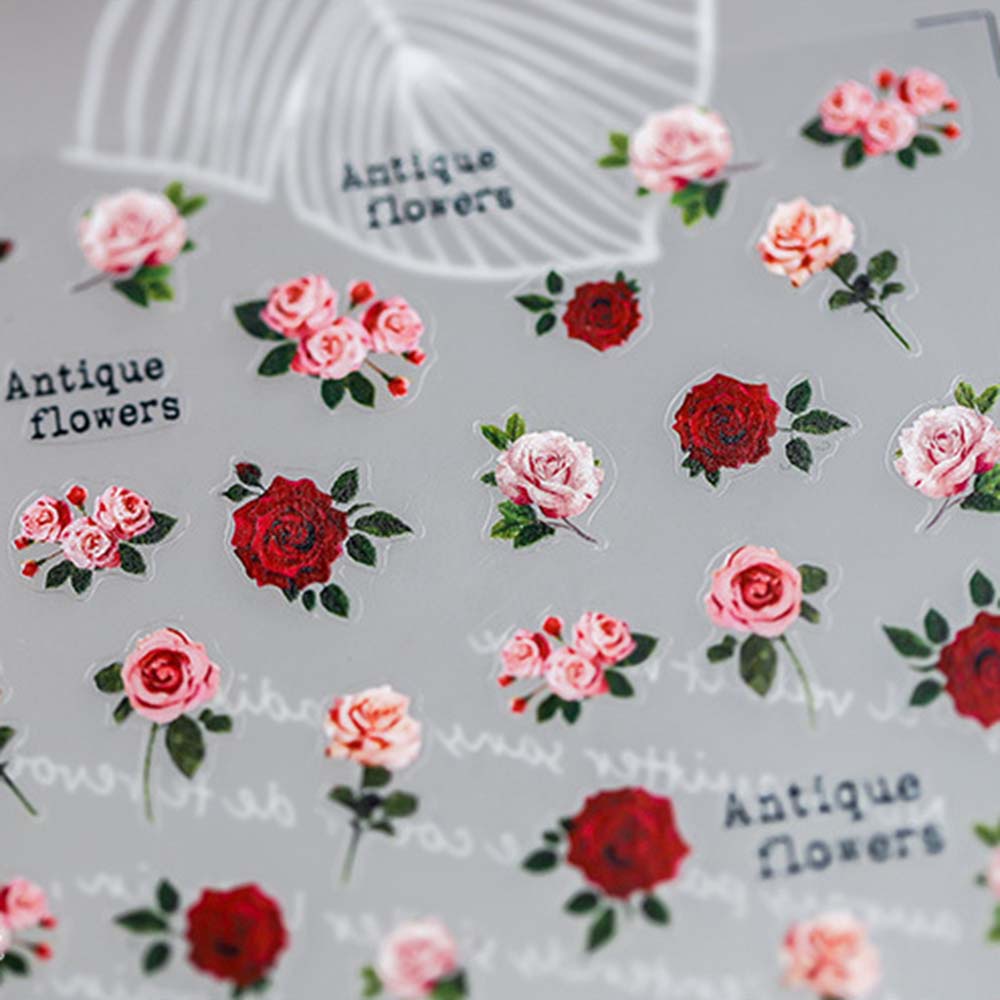 [Hàng mới về] Miếng dán trang trí móng tay hình hoa hồng 5d diy