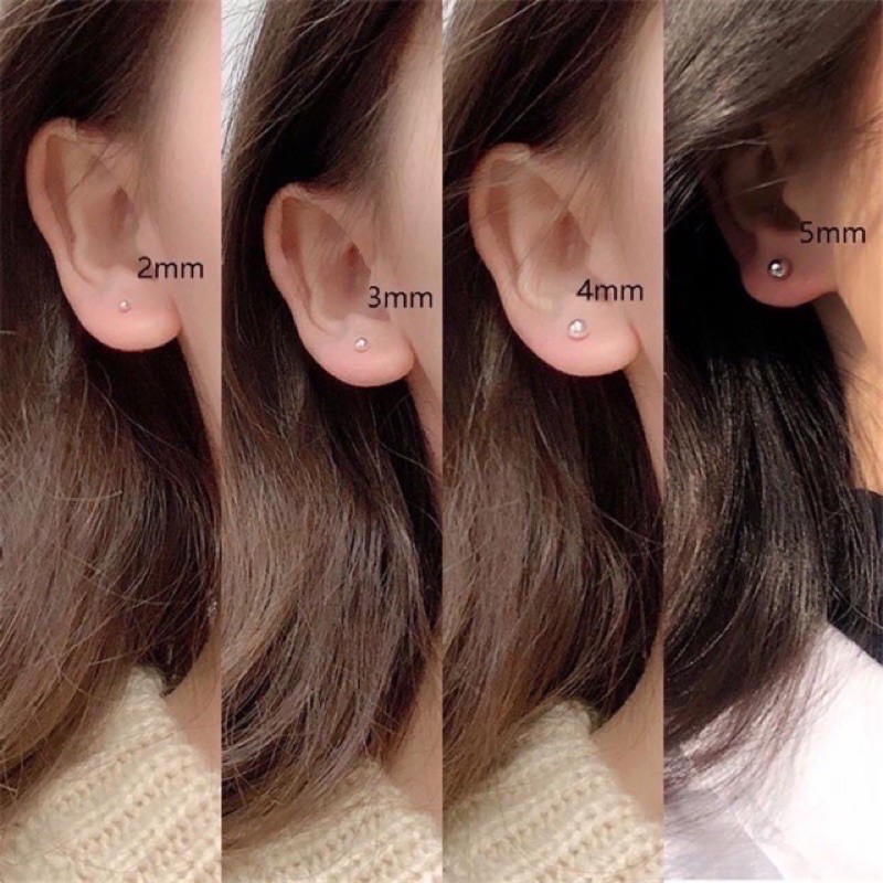 Khuyên tai nam nữ nụ bi tròn bạc 925 D'rosy Jewelry, Bông tai bạc nữ minidot basic