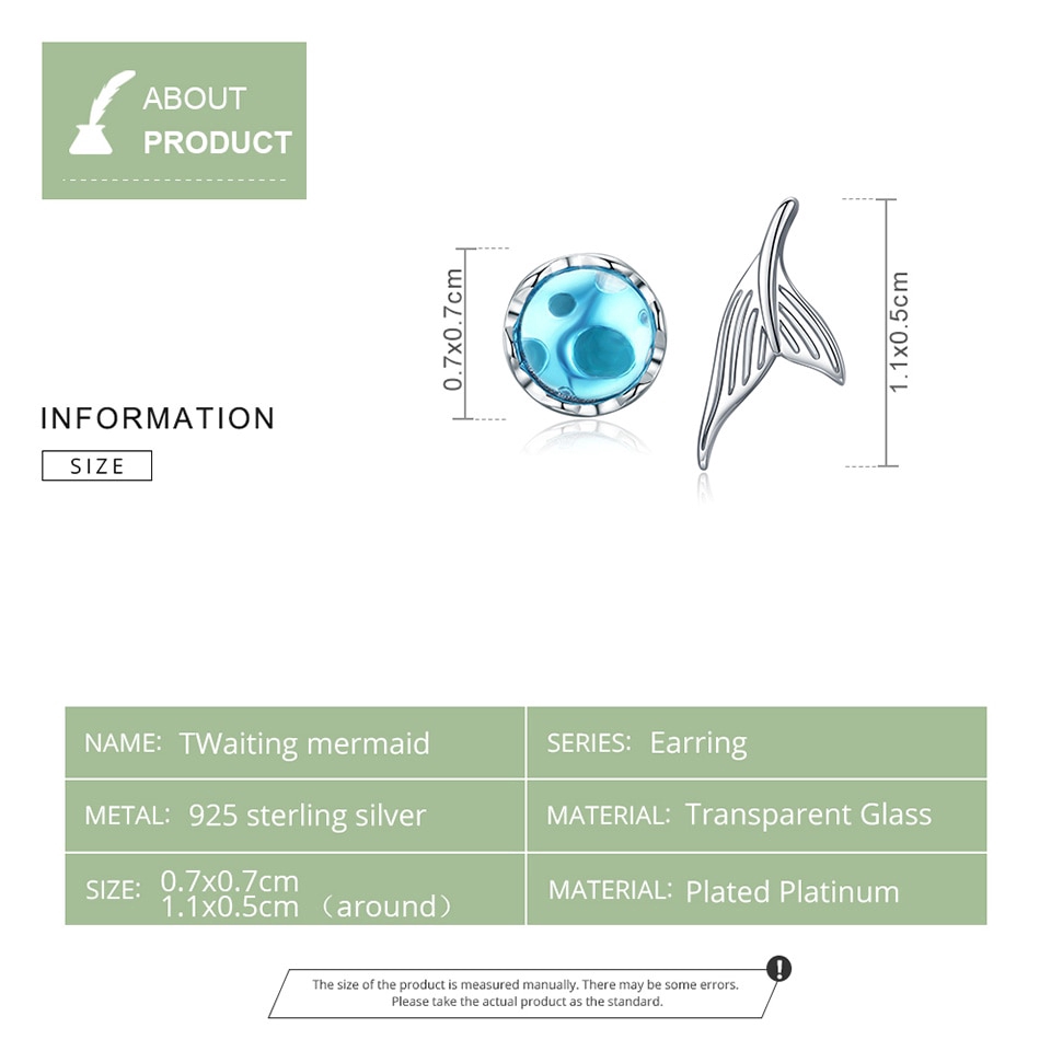 Khuyên tai BAMOER bạc 925 kiểu đuôi cá đính đá cho nữ