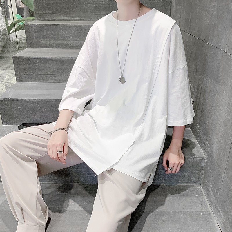 Áo phông nam đẹp tay lỡ, Áo thun nam tay lỡ phong cách Hàn Quốc - AP03