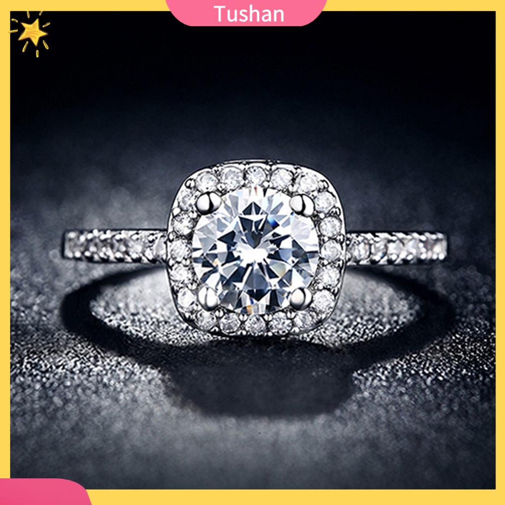 Nhẫn mạ vàng trắng đính đá Zircon lấp lánh thời trang sang trọng dành cho nữ