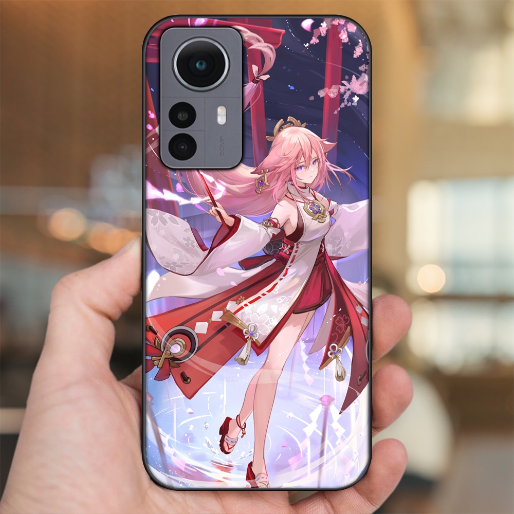 Ốp lưng Xiaomi 12 viền đen in hình Yae Miko Genshin Impact