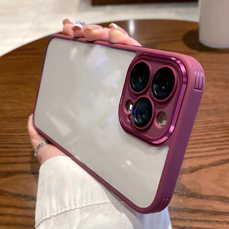 Ốp Điện Thoại Silicon acrylic Cứng Trong Suốt Bảo Vệ Ống Kính Máy Ảnh Sang Trọng Cho iPhone 11 12 13 14 Pro max