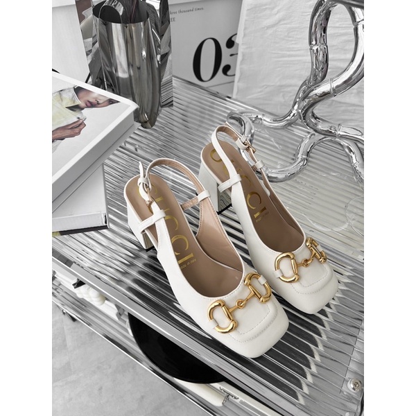 SORAMI.SHOES-Giày cao gót nữ bít mũi xích ngang [FULLBOX] gót 7p vuông siêu xinh