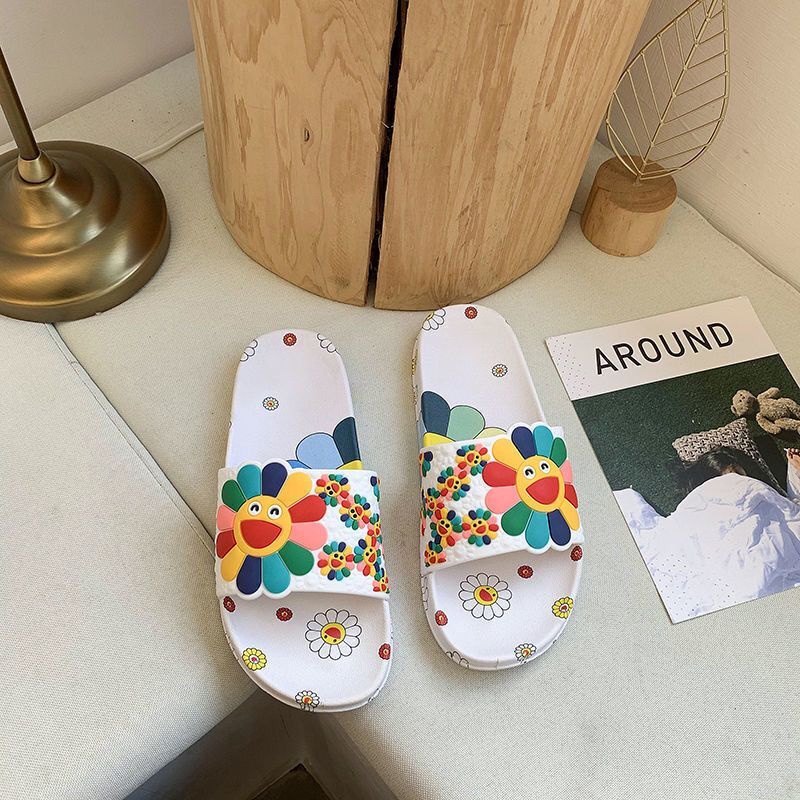 Dép Đi Trong Nhà Chống Trượt Đính Hoa Hướng Dương Xinh Xắn Cho Nữ