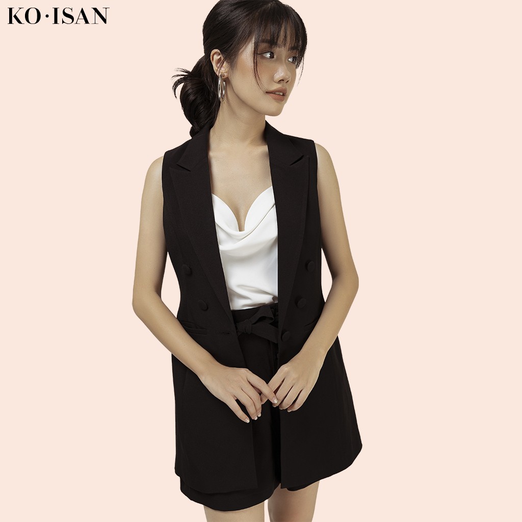 Set bộ vest gile nữ KO-ISAN dáng dài màu đen 33500341-4