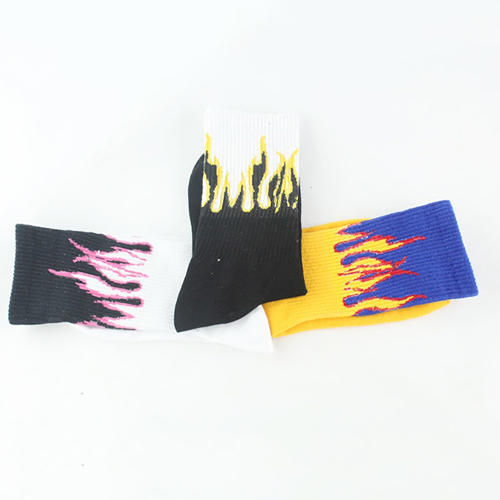 Tất Cotton Cổ Trung Họa Tiết Ngọn Lửa Độc Đáo Cho Nam Và Nữ