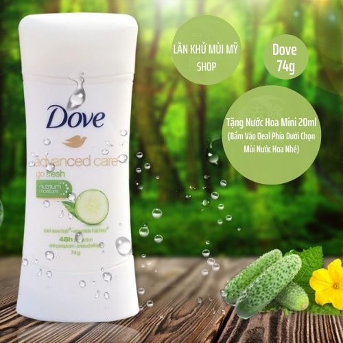 [USA] Lăn Khử Mùi Dove Advanced Care Khô Thoáng Dịu Nhẹ Hương Trái Cây 74g (Sáp - Nữ)