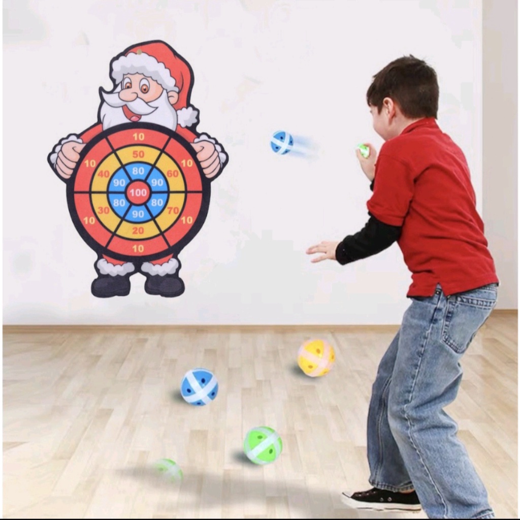 Đồ chơi bảng bóng ném dính treo trường hình Ông già Noel cho bé