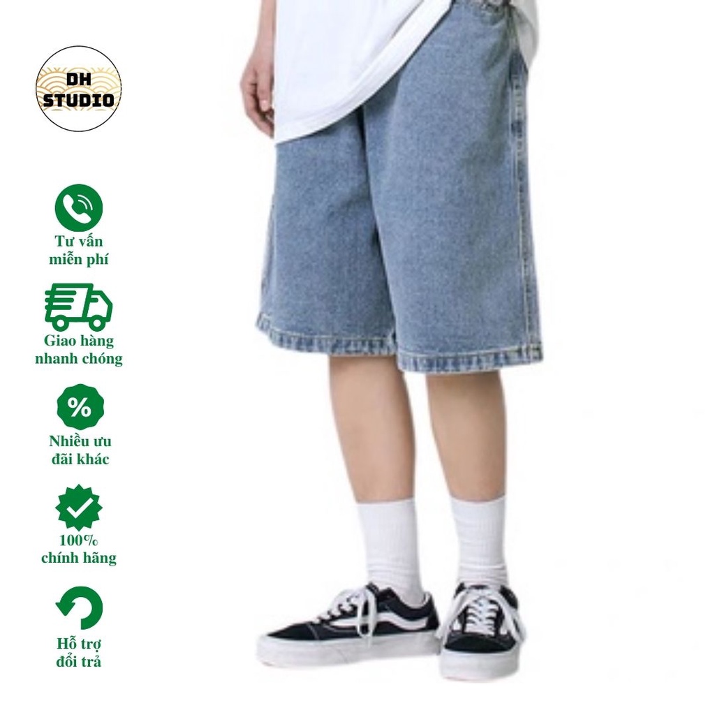 Quần short jean Phong cach hiphop, Quần Bò Lững Unisex nam nữ- hottrend 2022
