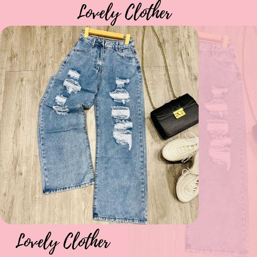 [HCM] Quần baggy nữ, quần jeans baggy nữ ống rộng chất không co dãn size S M L SKUQ-10