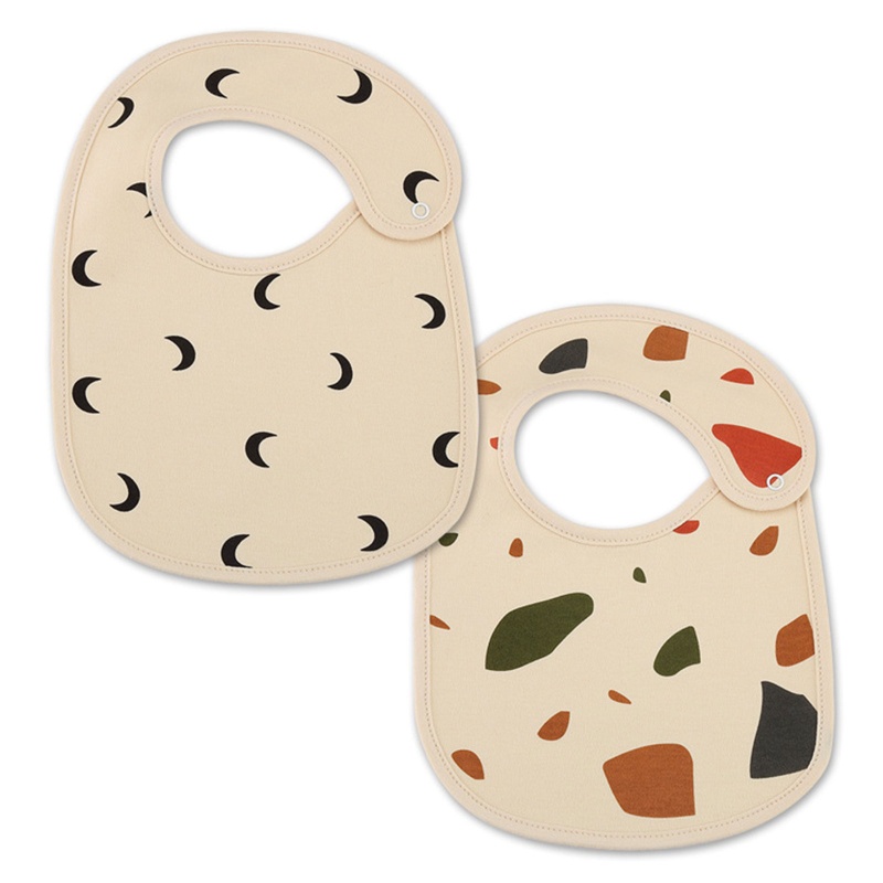 Set 2 Yếm Ăn Cotton Chống Nước In Họa Tiết Hoạt Hình Dành Cho Các Bé