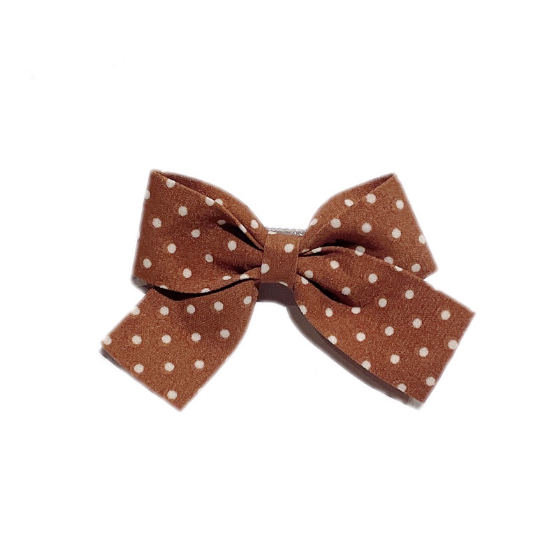 Kẹp Tóc Nơ Họa Tiết Chấm Bi Bằng Vải Thời Trang Hàn Quốc Dành Cho Bé Gái