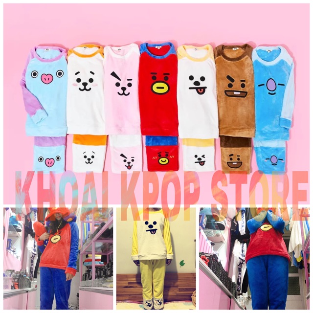 [ORDER] Bộ nhung BT21 áo ngủ BT21(mặc thu đông siêu đẹp)